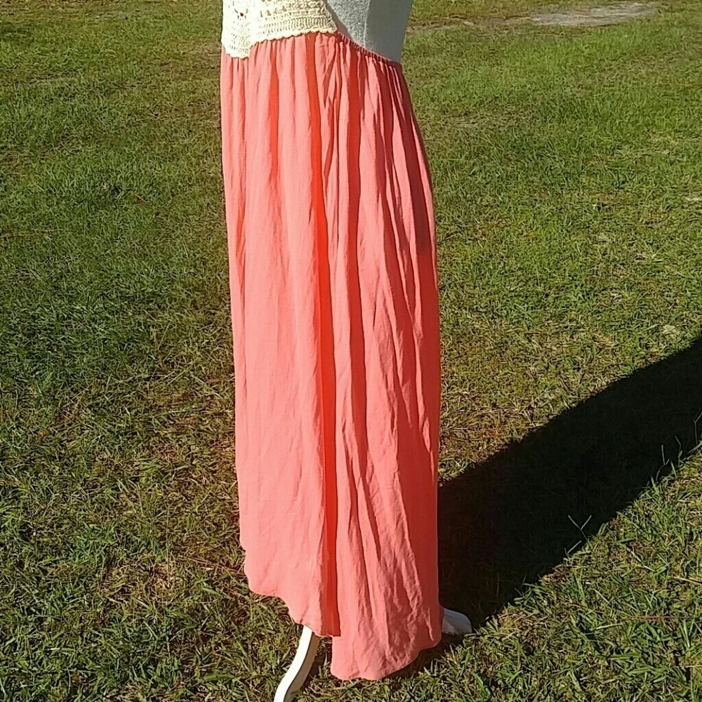Flying Tomato Halter Crochet Bodice Maxi Dress M